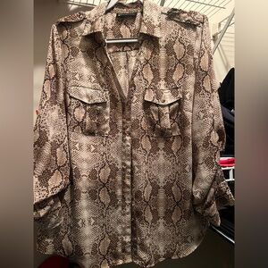 New York & Company Snake Print Button-Up Blouse